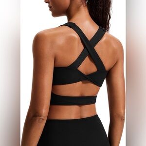 JOYSPELS | Criss-Cross Back Workout Top | M | Black